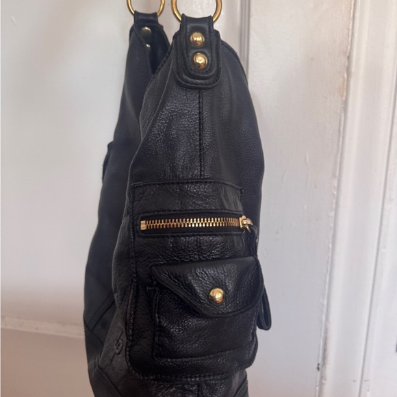 Linea Pelle Black and Gold Hobo Bag - Picture 4 of 10